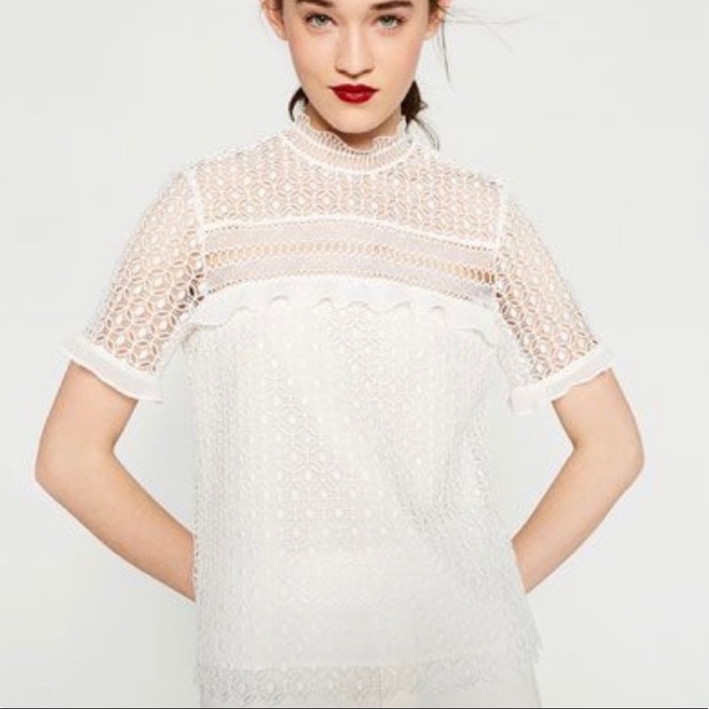 Zara lace high neck top